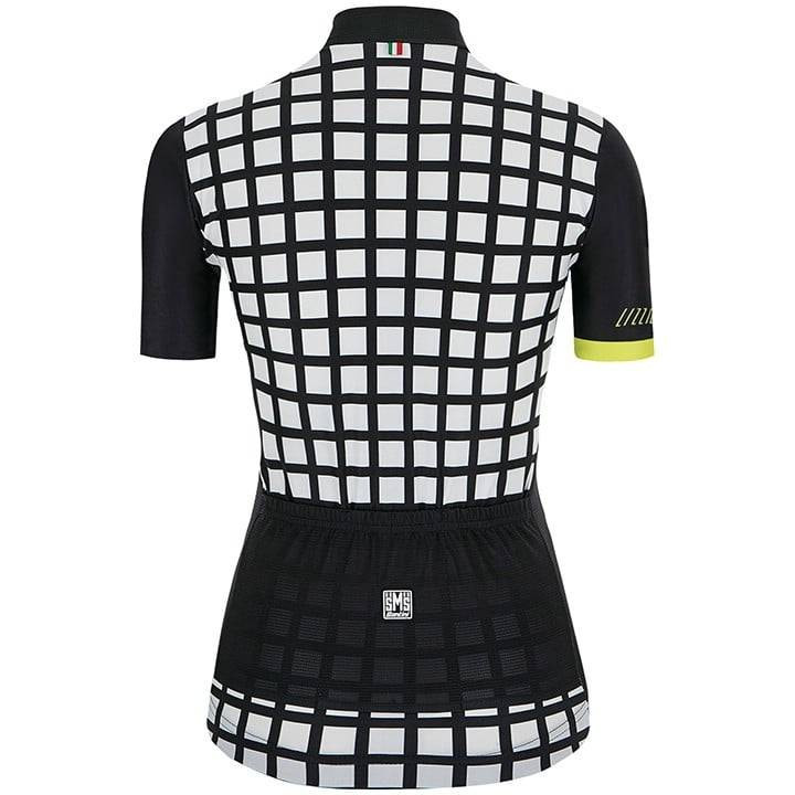 Maillot de ciclismo corto para mujer SANTINI Sleek Grido en negro y blanco