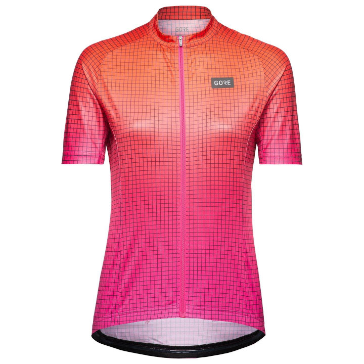 Maillot corto mujer Grid Fade naranja-fucsia de GORE WEAR para ciclistas cómodas y frescas