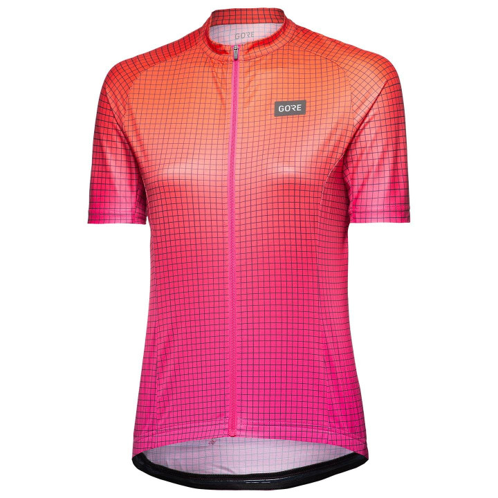 Maillot corto mujer Grid Fade naranja-fucsia de GORE WEAR para ciclistas cómodas y frescas