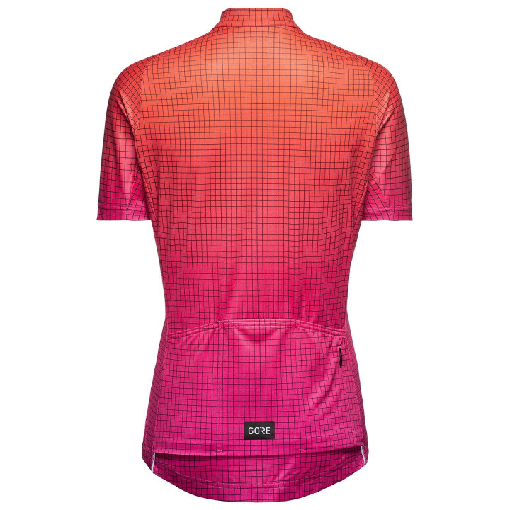 Maillot corto mujer Grid Fade naranja-fucsia de GORE WEAR para ciclistas cómodas y frescas