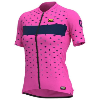 Maillot corto fucsia neón ALÉ para mujeres ciclistas: estilo y comodidad en cada ruta