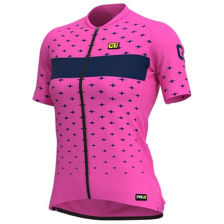 Maillot corto fucsia neón ALÉ para mujeres ciclistas: estilo y comodidad en cada ruta
