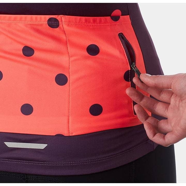 Maillot corto para mujer Anara LTD en lila y rojo de Bontrager, comodidad y estilo en cada pedalada