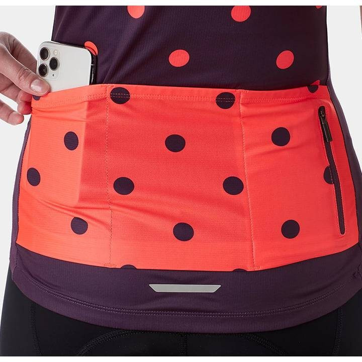 Maillot corto para mujer Anara LTD en lila y rojo de Bontrager, comodidad y estilo en cada pedalada