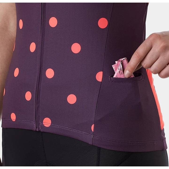 Maillot corto para mujer Anara LTD en lila y rojo de Bontrager, comodidad y estilo en cada pedalada