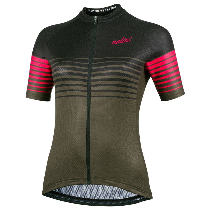 Maillot de ciclismo corto para mujer NALINI en fucsia y oliva, estilo y comodidad en cada pedaleo