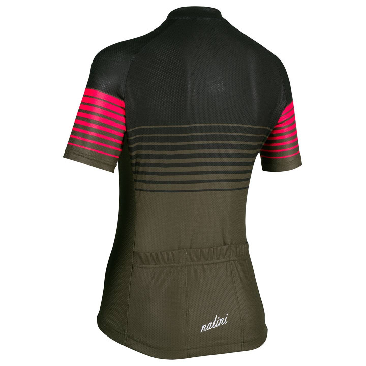 Maillot de ciclismo corto para mujer NALINI en fucsia y oliva, estilo y comodidad en cada pedaleo
