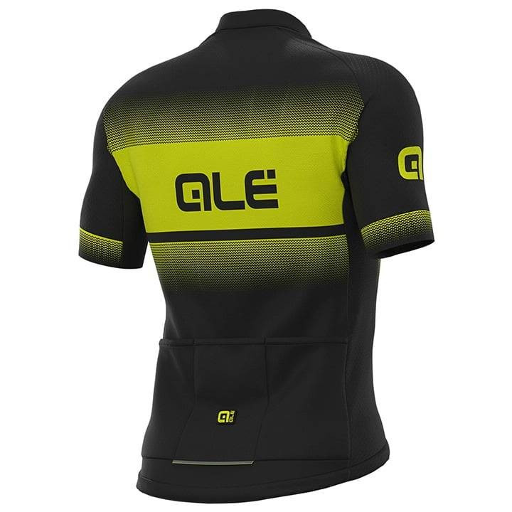 Maillot de ciclismo ALÉ Blend negro y amarillo neón, estilo y comodidad para tus rutas