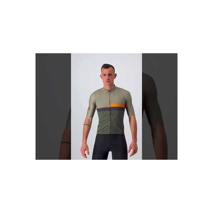 Maillot corto CASTELLI A Blocco verde oliva: comodidad y estilo para tus rutas en bici