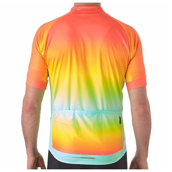 Maillot corto Bontrager Circuit LTD en naranja y azul para ciclistas cómodos y estilosos