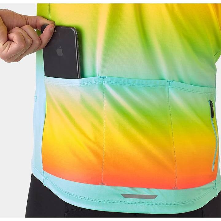 Maillot corto Bontrager Circuit LTD en naranja y azul para ciclistas cómodos y estilosos