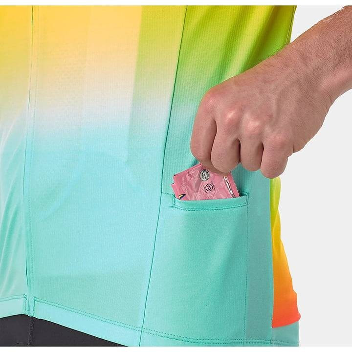 Maillot corto Bontrager Circuit LTD en naranja y azul para ciclistas cómodos y estilosos