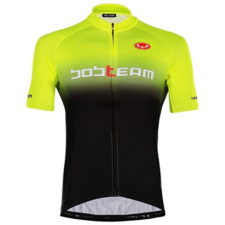 Maillot corto Primo negro y amarillo neón de BOBTEAM para ciclistas con estilo y comodidad
