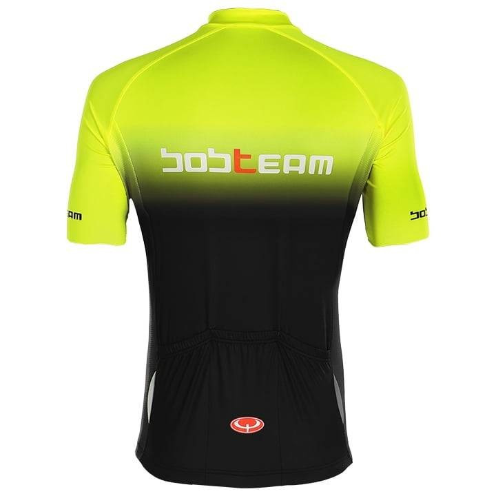 Maillot corto Primo negro y amarillo neón de BOBTEAM para ciclistas con estilo y comodidad