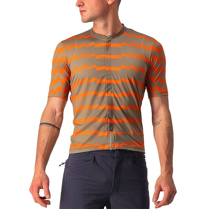 Maillot corto CASTELLI Unlimited Sterrato en naranja y oliva para tus rutas en bici