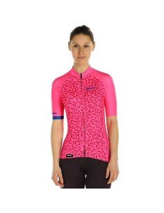 Maillot de ciclismo corto para mujer SANTINI en fucsia: comodidad y estilo en cada ruta