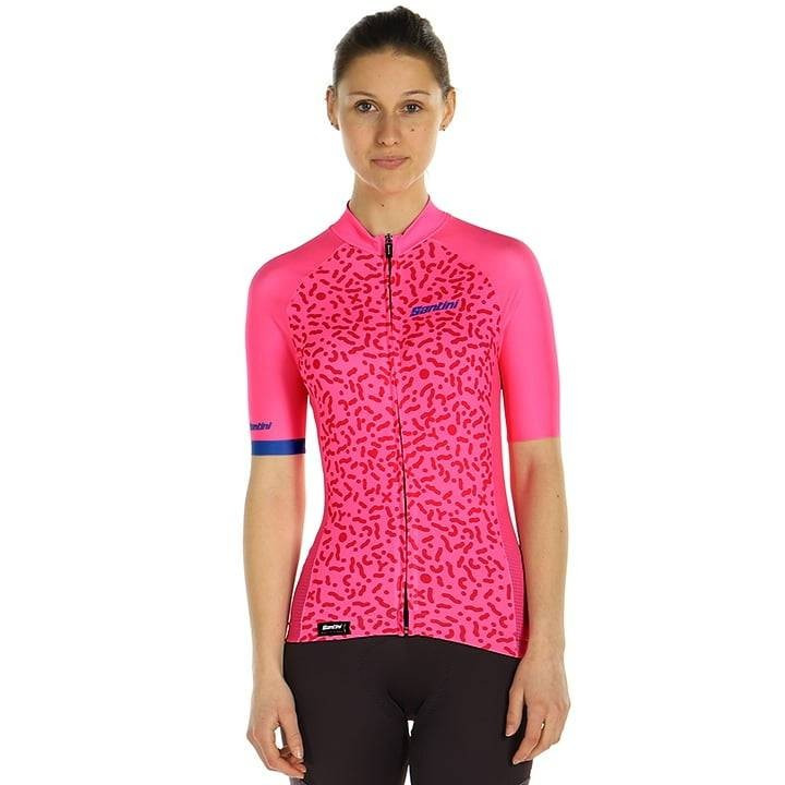 Maillot de ciclismo corto para mujer SANTINI en fucsia: comodidad y estilo en cada ruta