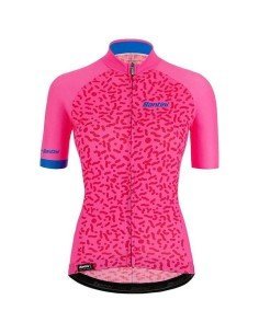 Maillot de ciclismo corto para mujer SANTINI en fucsia: comodidad y estilo en cada ruta 2