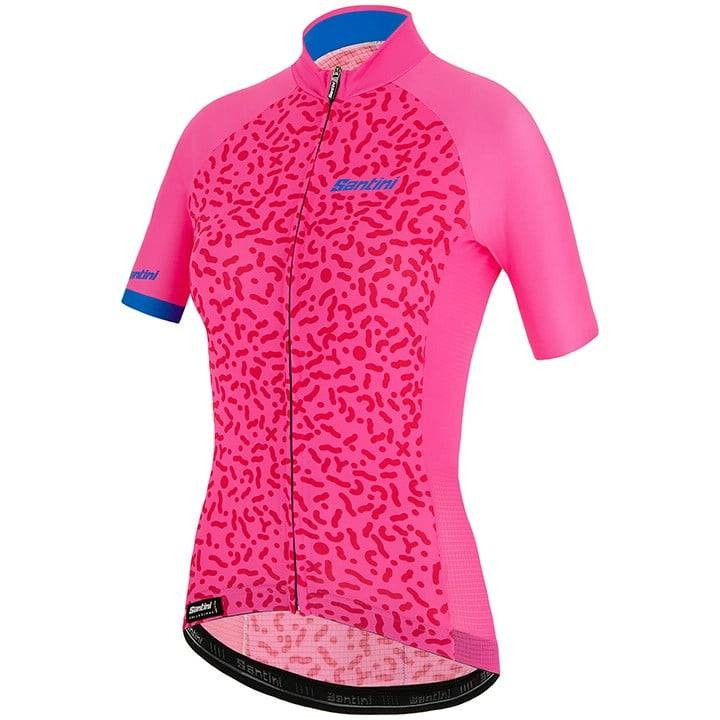 Maillot de ciclismo corto para mujer SANTINI en fucsia: comodidad y estilo en cada ruta