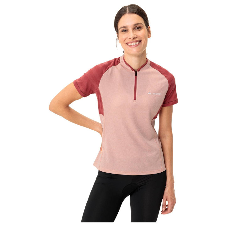 Maillot de ciclismo corto para mujer VAUDE Tamaro III en burdeos, comodidad y estilo en cada ruta
