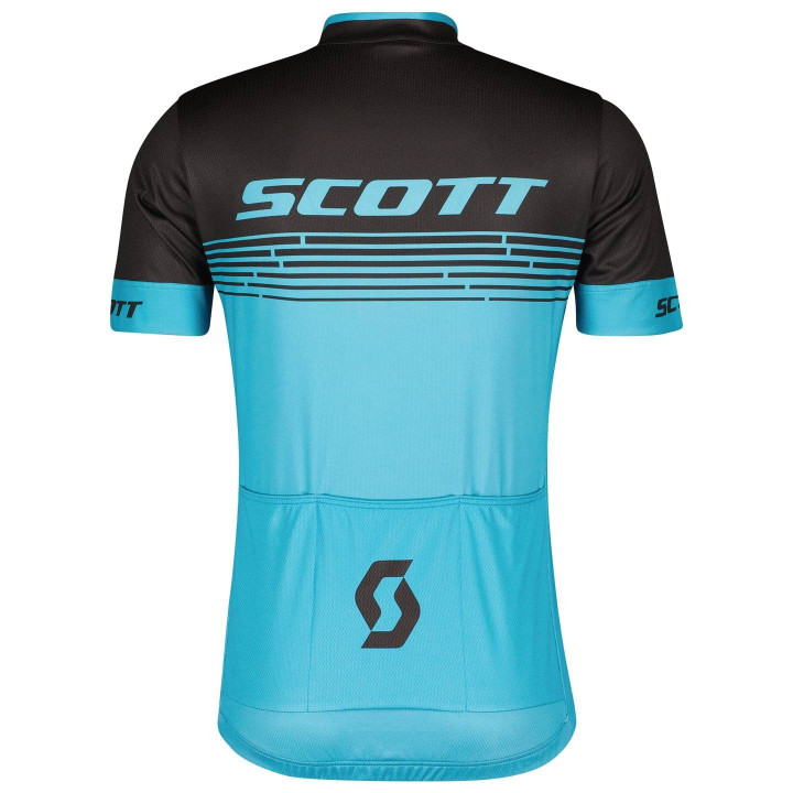 Maillot corto SCOTT RC Team 20 en negro y azul claro para ciclistas cómodos y con estilo