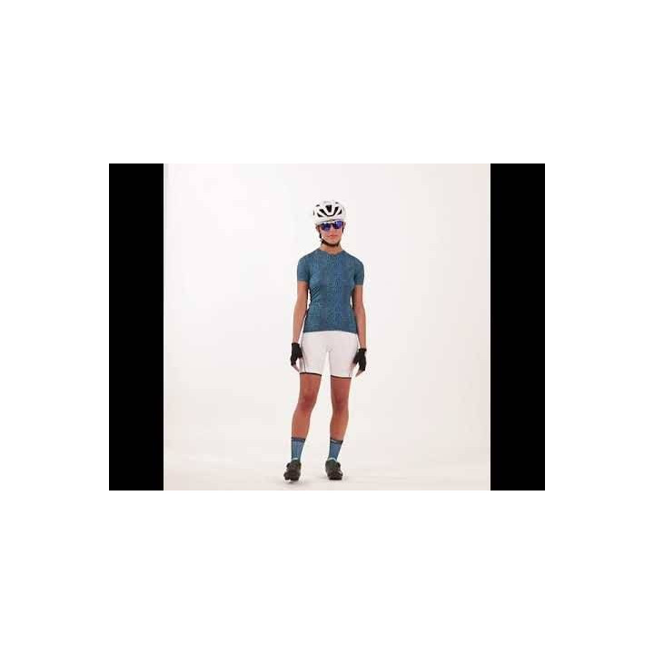 Maillot corto azul para mujer RH+ que te mantiene fresca y cómoda en cada pedaleo