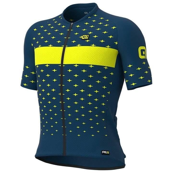 Maillot corto ALÉ Stars verde y amarillo neón, perfecto para ciclistas