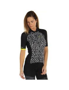 Maillot corto mujer SANTINI en negro y blanco: comodidad y estilo para ciclistas