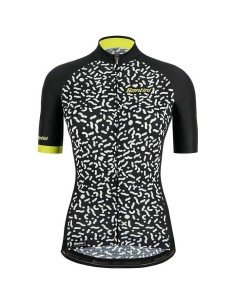 Maillot corto mujer SANTINI en negro y blanco: comodidad y estilo para ciclistas 2