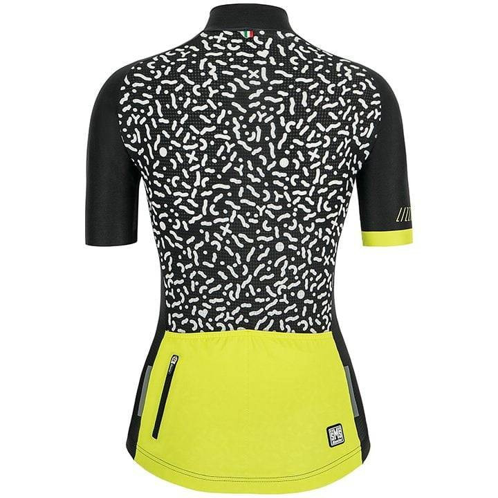 Maillot corto mujer SANTINI en negro y blanco: comodidad y estilo para ciclistas