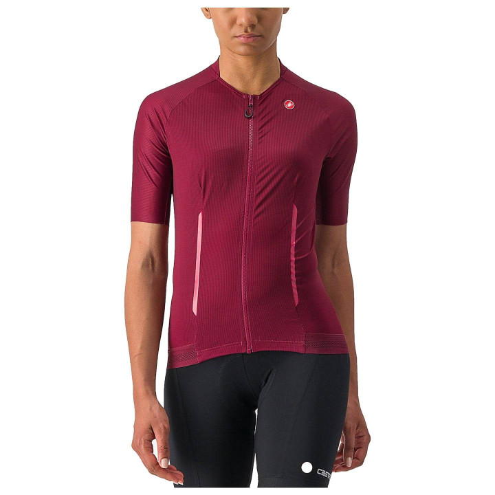 Maillot corto burdeos para mujer de Castelli, comodidad y estilo en cada pedaleo