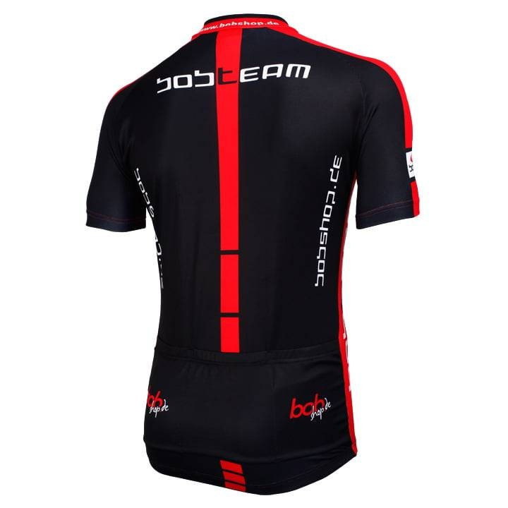 Maillot corto BOBTEAM en rojo y negro, comodidad y estilo para tus rutas en bici