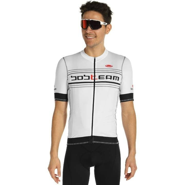 Maillot Scatto negro-blanco de BOBTEAM para ciclistas que buscan comodidad y estilo