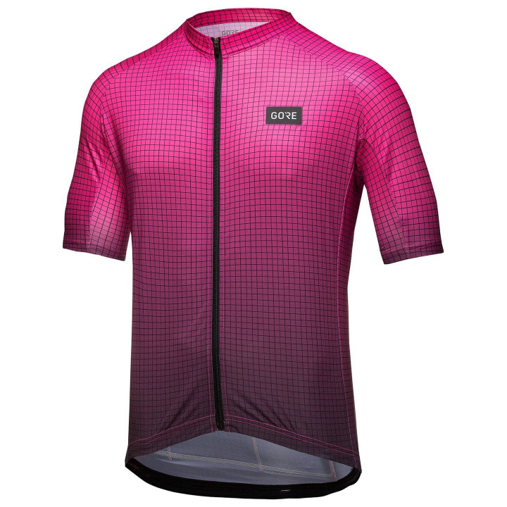 Maillot GORE WEAR Grid Fade fucsia y negro para ciclistas que buscan estilo y comodidad
