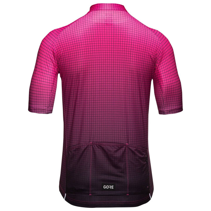 Maillot GORE WEAR Grid Fade fucsia y negro para ciclistas que buscan estilo y comodidad