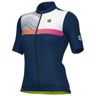 Maillot corto de ciclismo para mujer ALÉ Zig Zag en azul oscuro, comodidad y estilo en cada pedaleada