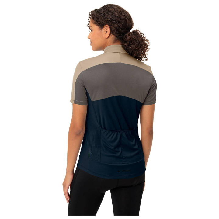 Maillot corto de ciclismo para mujer VAUDE Matera en negro y beige, ideal para tus rutas