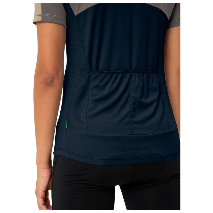 Maillot corto de ciclismo para mujer VAUDE Matera en negro y beige, ideal para tus rutas