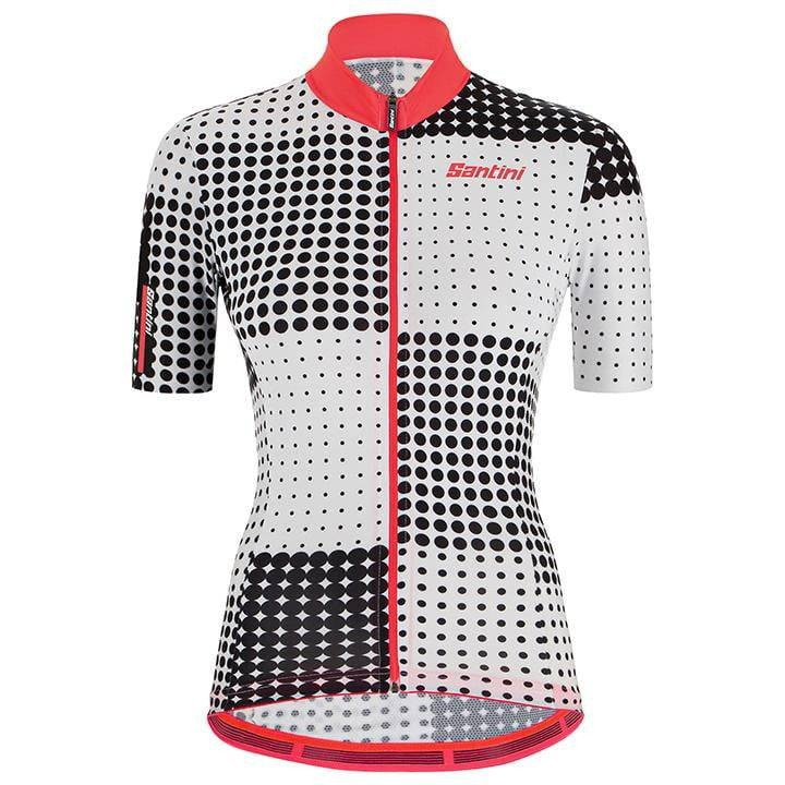Maillot corto mujer SANTINI en negro y blanco, ideal para ciclistas activas