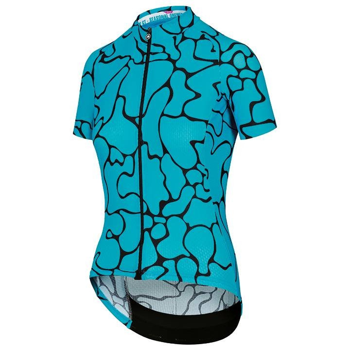 Maillot corto mujer ASSOS Uma GT c2 Voganski en azul y negro, ideal para ciclistas