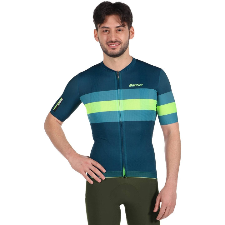Maillot corto SANTINI Sleek Bengal azul: comodidad y estilo para ciclistas