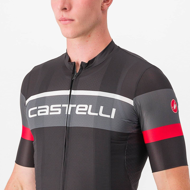 Maillot corto Castelli Scorpione 3 en negro y gris para ciclistas exigentes