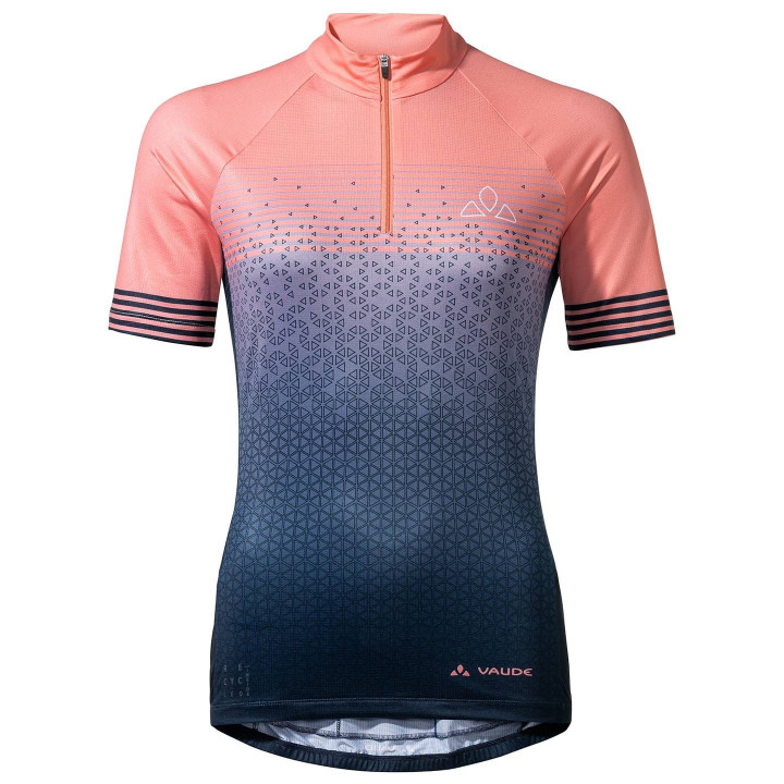 Maillot de ciclismo corto VAUDE para mujer en fucsia y negro, ideal para tus rutas