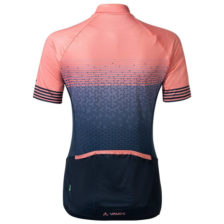 Maillot de ciclismo corto VAUDE para mujer en fucsia y negro, ideal para tus rutas