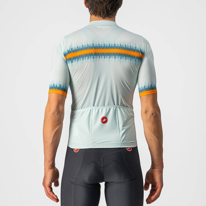 Maillot corto Castelli Grimpeur azul claro: comodidad y estilo para tus rutas