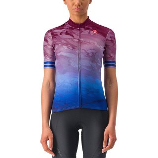 Maillot corto para mujer en marmo fucsia y azul de CASTELLI, comodidad y estilo en cada pedaleo