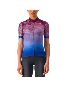 Maillot corto para mujer en marmo fucsia y azul de CASTELLI, comodidad y estilo en cada pedaleo