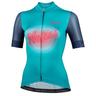 Maillot de ciclismo corto para mujer NALINI Hollywood en turquesa, comodidad y estilo para tus rutas
