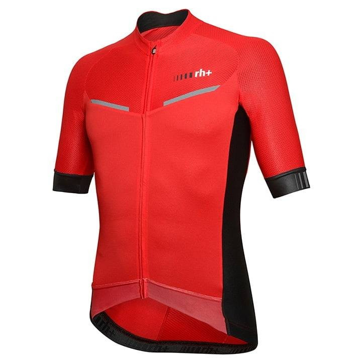Maillot corto RH+ Watt en rojo y negro para ciclistas exigentes