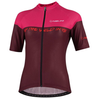 Maillot corto fucsia-burdeos para mujeres ciclistas de trail